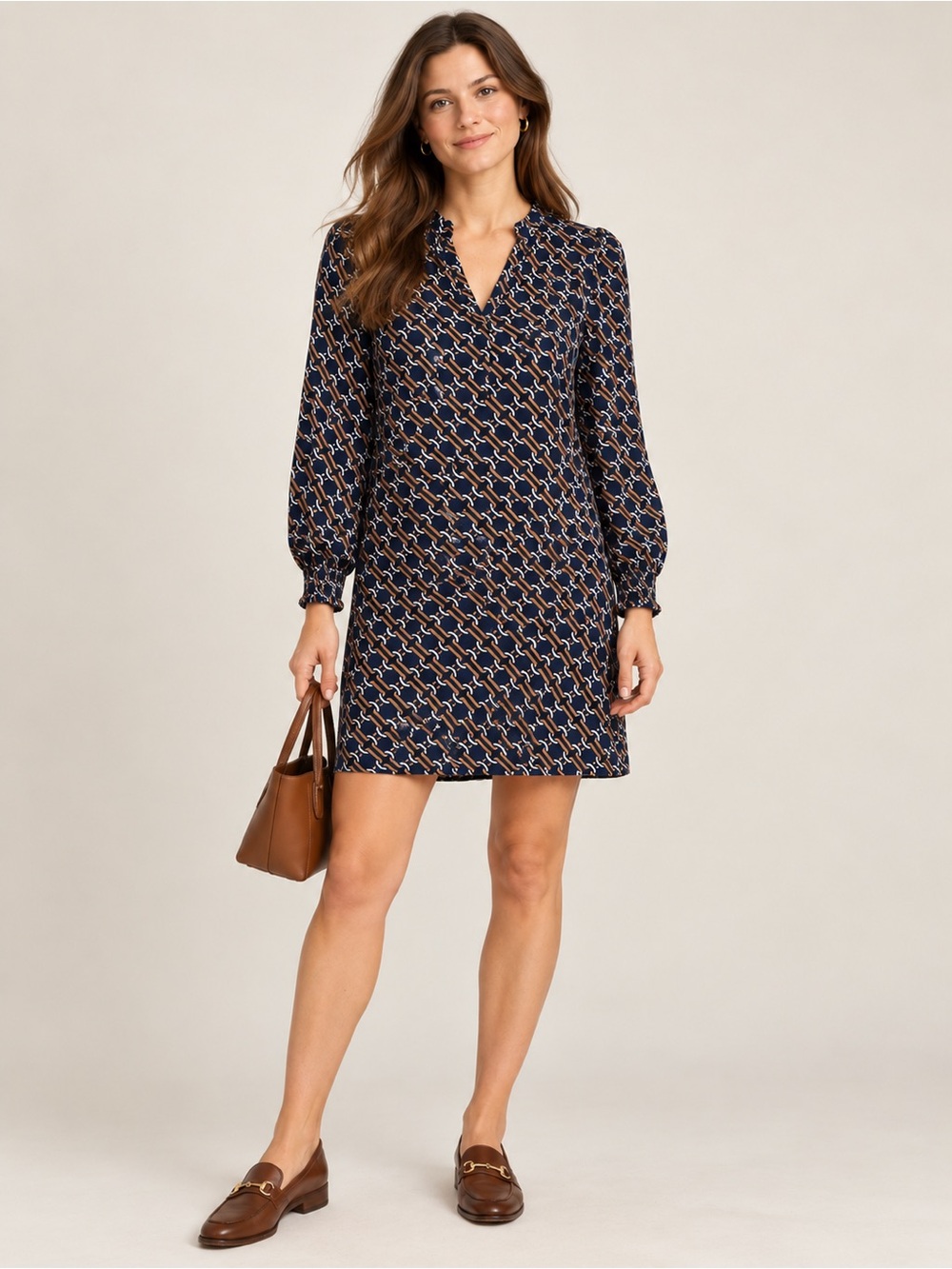 Boden Navy Blue Chain Corduroy Esmeralda Dress- NWOT Sz 6L